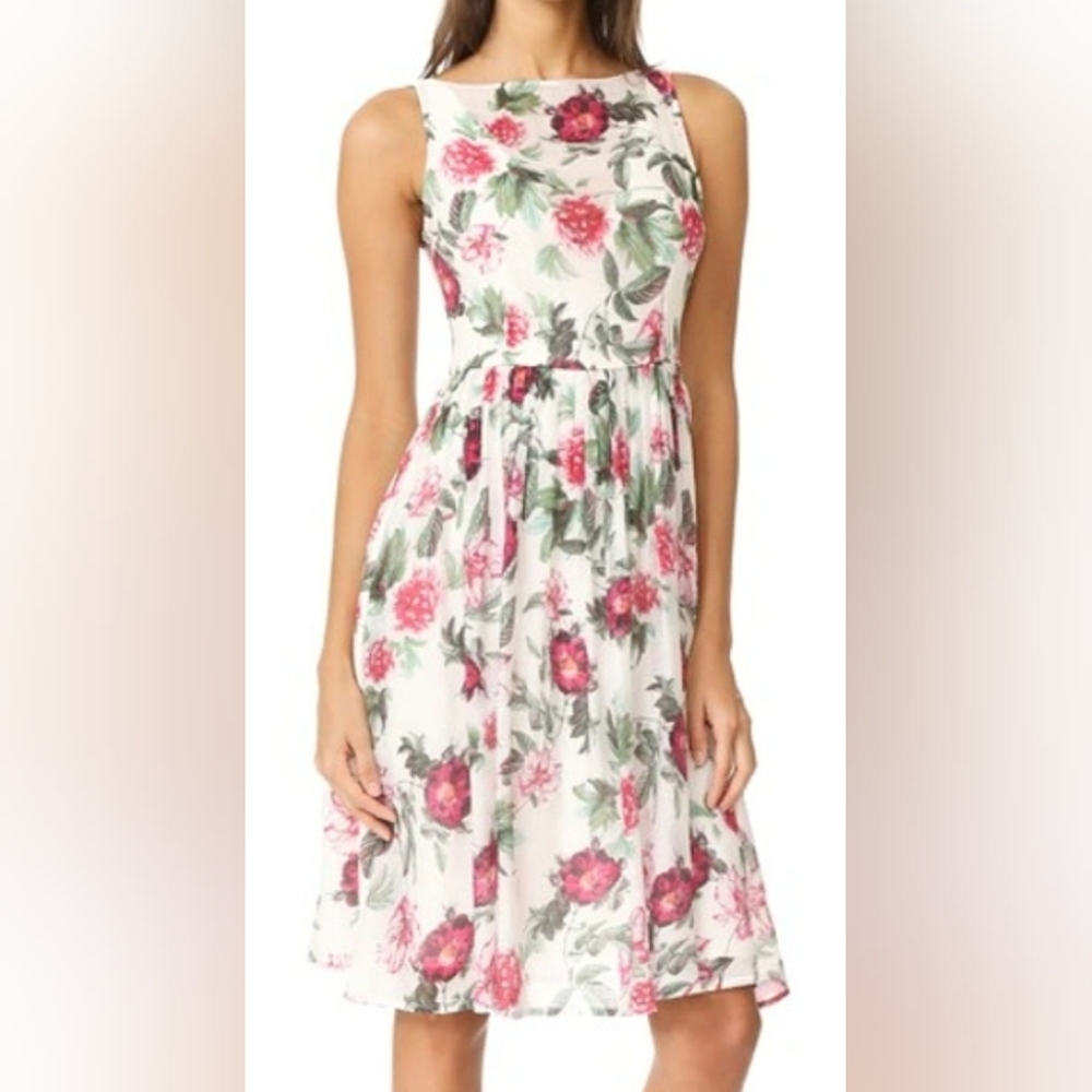BB Dakota White and Pink Floral Sleeveless Dress, Size 8